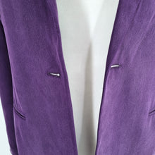 Load image into Gallery viewer, August Silk Blazer Purple UK 18 Pure Silk Jacket Open Lined Work Office Party
