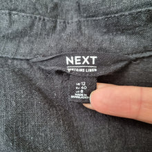 Load image into Gallery viewer, Next Black Boiler Suit Linen Blend UK 12 Cargo Utility Jumpsuit Belted Casual
