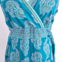 Load image into Gallery viewer, Anokhi for East Dress Midi Blue A Line 100% Cotton Block Print Sleeveless 18
