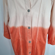 Load image into Gallery viewer, Jaded London Denim Coat Jacket Oversized Long Ombre Tie-Dye Orange Small Medium
