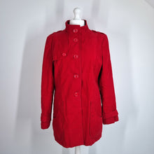 Load image into Gallery viewer, Long Tall Sally Coat Red UK 18 Pea Jacket Lined Cotton Pockets High Neck Winter
