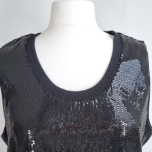Load image into Gallery viewer, M&amp;S Autograph Sequin Top Size 24 Vest Black Lined Sleeveless Camisole Tank Party
