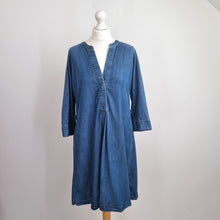 Load image into Gallery viewer, The White Company Denim Dress Belted 14 Pockets Blue Stretch Long Sleeves Jeans
