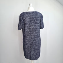 Load image into Gallery viewer, Mantaray Dress Tunic Mini Pockets UK 20 Navy Blue Short Sleeves Woven Lagenlook
