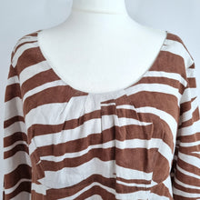 Load image into Gallery viewer, Boden Dress 100% Linen Short Shift Tunic Animal Print Brown Casual Lined 16
