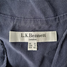 Load image into Gallery viewer, LK Benett 100% Silk Top UK 12 Navy Blue Sleeveless Blouse Tank Work Office Chic
