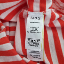 Load image into Gallery viewer, Marks &amp; Spencer Striped T-shirt UK 24 Pink Breton 100% Cotton Short Sleeve Top
