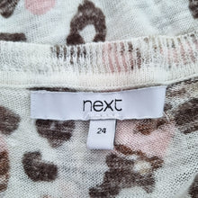 Load image into Gallery viewer, Next Leopard Print Blouse 24 Linen Blend Knitted Cream Short Sleeve Top Animal

