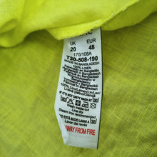 Load image into Gallery viewer, Next 100% Linen Blouse UK 20 Neon Yellow Top Boat Neck Short Sleeves Holiday
