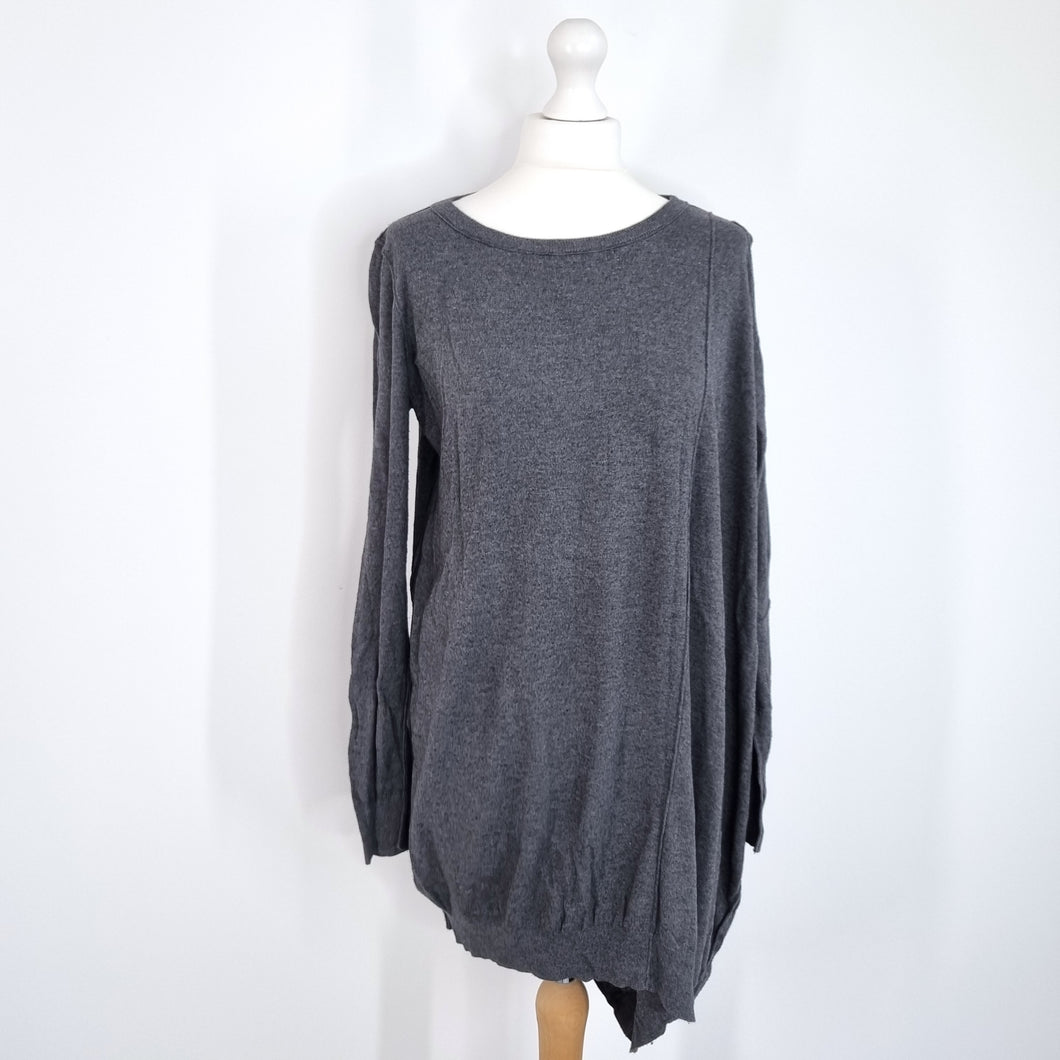 AllSaints Knit Tunic Dress Grey Cold Shoulder Silk Cotton Bago Jumper Short 12