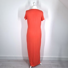 Load image into Gallery viewer, M&amp;S Maxi T-Shirt Dress Coral UK 16 Short Sleeves Stretch Viscose Casual Relaxed
