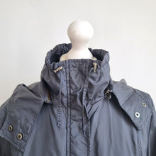 Load image into Gallery viewer, M&amp;S Lightweight Hooded Raincoat Jacket Medium Navy Blue Removable Parka Pockets
