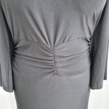 Load image into Gallery viewer, Club L London Maxi Dress UK 20 Black Ruched Open Back Evening Occasion Gothic
