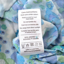 Load image into Gallery viewer, Anorak Retro Floral Blouse UK 16 Button Front Turquoise Blue Peasant Top Viscose
