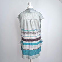 Load image into Gallery viewer, Yarra Trail 100% Linen Cardigan  XL Striped Open Front Top Knit Tunic Grey Vest
