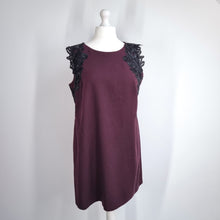 Load image into Gallery viewer, Monsoon Shift Dress Burgundy Size 18 Floral Lace Aplique Cocktail Occasion Smart
