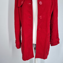 Load image into Gallery viewer, Long Tall Sally Coat Red UK 18 Pea Jacket Lined Cotton Pockets High Neck Winter
