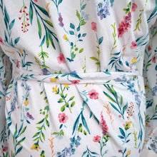 Load image into Gallery viewer, Laura Ashley Dressing Gown XL Floral Print Belted Robe Cotton Blend White Pocket
