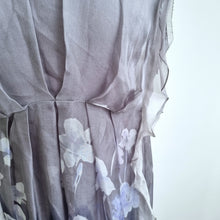 Load image into Gallery viewer, Mint Velvet 100% Silk Dress Floral Print UK 14 Grey Lilac Layered Occasion Party
