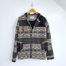 Load image into Gallery viewer, Elvis Jesus Mens Jacket Fair Isle Hoodie Bomber Zip Up Pockets Grey Size Small
