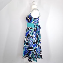 Load image into Gallery viewer, Monsoon Dress Silk Blend Occasion Cocktail Blue Strappy Lined Floral Print 18
