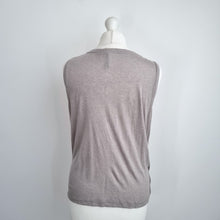 Load image into Gallery viewer, AllSaints Kerin Vest Large Wrap Fine Knit Taupe Beige Viscose Wool Top V Neck
