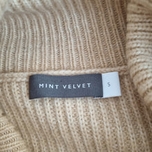 Load image into Gallery viewer, Mint Velvet Camel Jumper Tabard Small Tan Roll Neck Short Sleeves Chunky Knit
