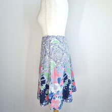 Load image into Gallery viewer, White Stuff Reversible Skirt A Line Blue Floral Print 100% Cotton Lined Flare 12
