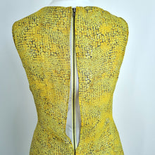 Load image into Gallery viewer, Reiss Cocktail Dress Sheath 100% Silk Yellow Karina Lined Occasion Knee Print 6
