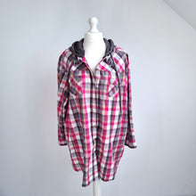 Load image into Gallery viewer, Joe Browns Shirt Plaid Removable Hood Check Snap Pink Cotton Tunic Plus Size 32
