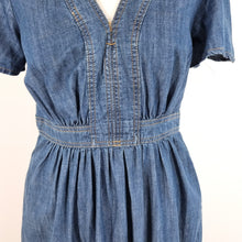 Load image into Gallery viewer, Monsoon Denim Midi Dress Chambray A Line Casual Short Sleeves Pockets Medium
