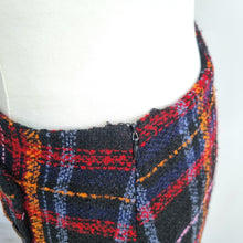 Load image into Gallery viewer, Monsoon Tartan Mini Skirt UK 14 Check Button Faux Wrap Asymmetric Tweed Lined
