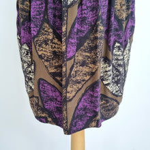 Load image into Gallery viewer, Orla Kiely Skirt Tulip High Waist Brown Purple Retro Print Lined Knee Length 10
