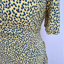 Load image into Gallery viewer, Next Beachwear Wrap Dress Yellow UK 16 Midi Ruffle Hem Short Sleeves Print Work
