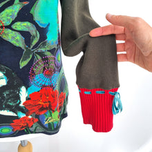 Load image into Gallery viewer, Desigual Long Sleeve Top Art Print Size Large Boho Graphic Tee Turquoise Knit
