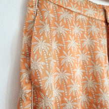 Load image into Gallery viewer, Zara Satin Trousers Wide Leg XS Palm Tree Print Pyjama Stripe Peach High Waist
