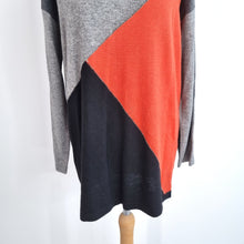 Load image into Gallery viewer, Wallis Jumper Tunic Colour-block Studded Grey Orange Work Office Wool Medium
