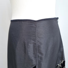 Load image into Gallery viewer, James Lakeland Midi Skirt UK 12 Black Velvet Embroidered Handkerchief Hem Party
