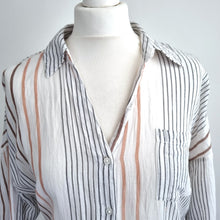 Load image into Gallery viewer, Principles Shirt Dress White 16 100% Cotton Striped Long Sleeves Beach Cover Up
