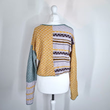 Load image into Gallery viewer, Free People Cardigan Cropped Ready Set Go Mix Pattern Patchwork Buttons Small
