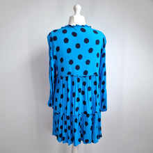 Load image into Gallery viewer, M&amp;S Dress Mini Polka Dot Babydoll Blue Tunic Smock Long Sleeves Casual 20 Petite
