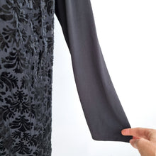 Load image into Gallery viewer, Nissa Velvet Devore Dress UK 18 Black Shift Beaded Neckline Party Occasion
