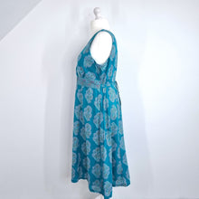 Load image into Gallery viewer, Anokhi for East Dress Midi Blue A Line 100% Cotton Block Print Sleeveless 18
