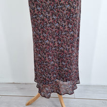 Load image into Gallery viewer, Vintage St Michael Dress Maxi 90s Slip Brown Bias Cut Ditsy Floral Print 12 14
