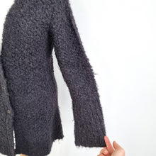 Load image into Gallery viewer, Peruvian Connection Cardigan Alpaca Pima Cotton Black Fluffy Buttons Knit Medium
