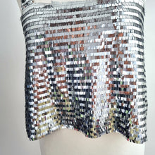 Load image into Gallery viewer, Zara Silver Sequin Top Crop Camisole Metallic Lined Party Festival Medium
