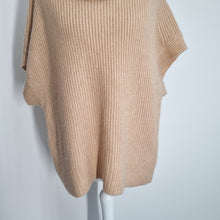 Load image into Gallery viewer, Mint Velvet Camel Jumper Tabard Small Tan Roll Neck Short Sleeves Chunky Knit
