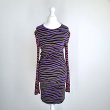 Load image into Gallery viewer, House of Holland Dress Bodycon Multicoloured Zebra Animal Print Long Sleeves 10
