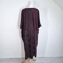 Load image into Gallery viewer, MyraMade Kaftan Dress Burgundy Silver Pendant Midi Cotton Boho Festival One Size
