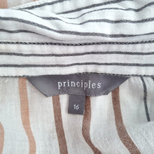 Load image into Gallery viewer, Principles Shirt Dress White 16 100% Cotton Striped Long Sleeves Beach Cover Up
